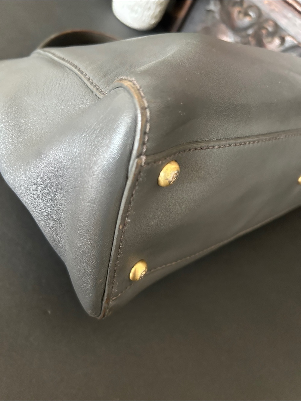 Gray Leather Top-Handle Women’s Bag - Picture 8 of 17